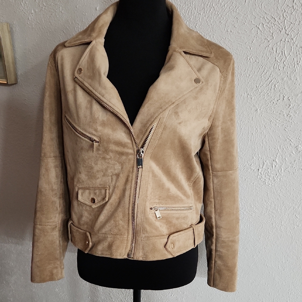 Divided Tan Suede Leather Jacket
